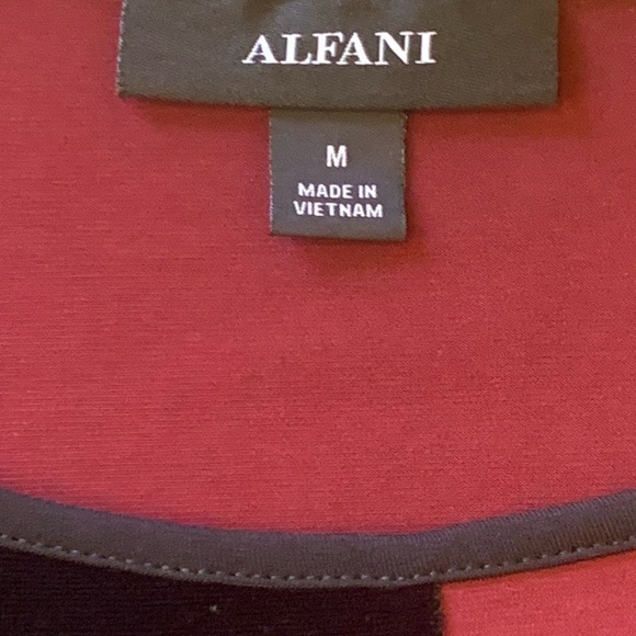 Alfani asymmetrical tunic women’s medium burgundy black velvet accents holiday - Picture 2 of 7